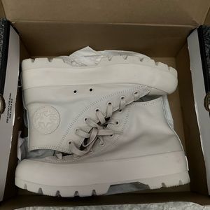 Leather tall platform converse. Sand color. Only used them once.